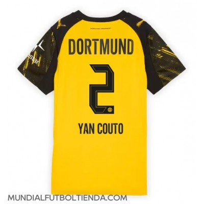 Camiseta Borussia Dortmund Yan Couto #2 Primera Equipación Replica 2025-26 para mujer mangas cortas Camiseta Borussia Dortmund Yan Couto #2 Primera Equipación Replica 2025-26 para mujer mangas cortas